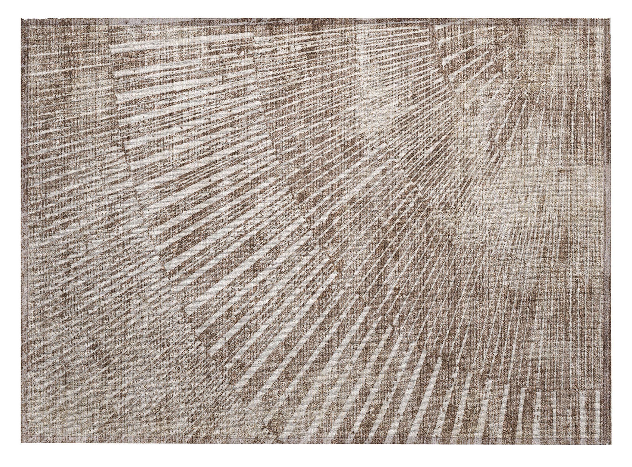 2' X 3' Taupe and Ivory Abstract Washable Non Skid Indoor Outdoor Area Rug - 1 - Sports & Outdoor