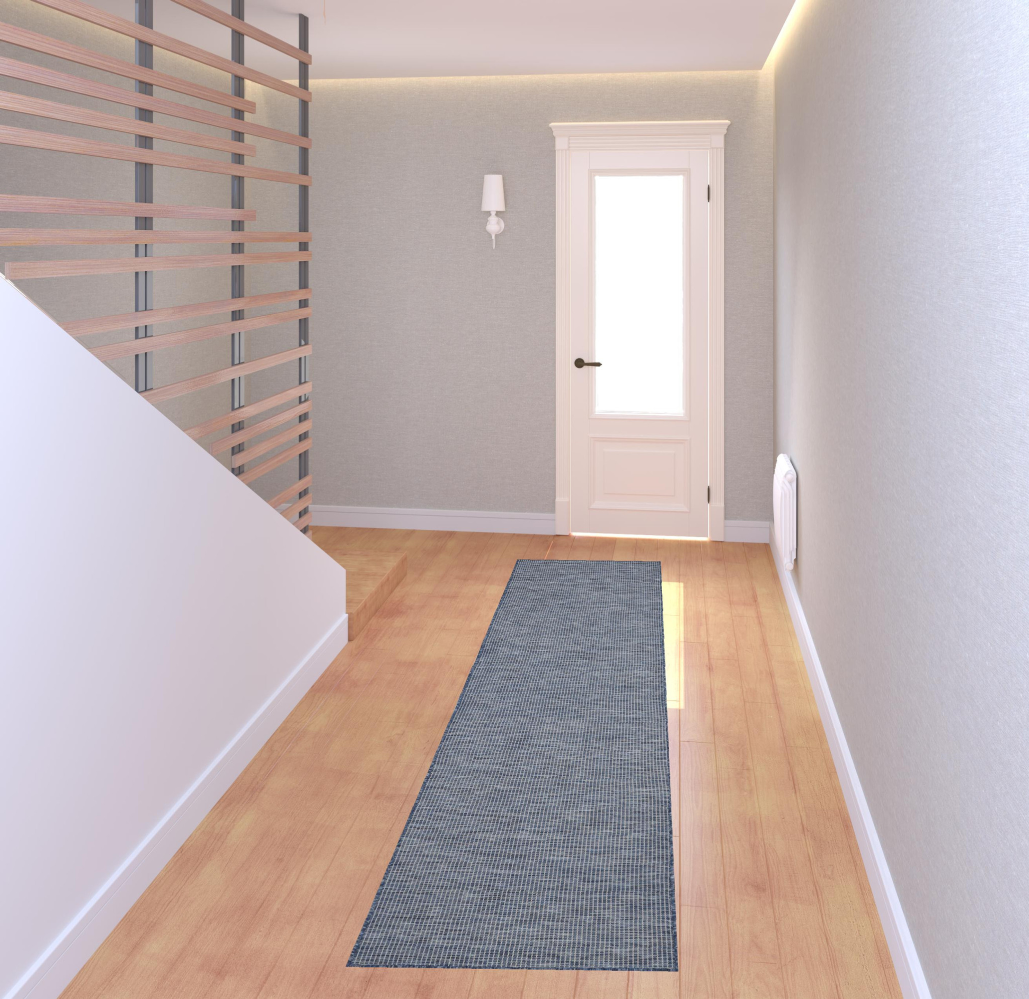 8' Navy Blue Power Loom Runner Rug Sports & Outdoor