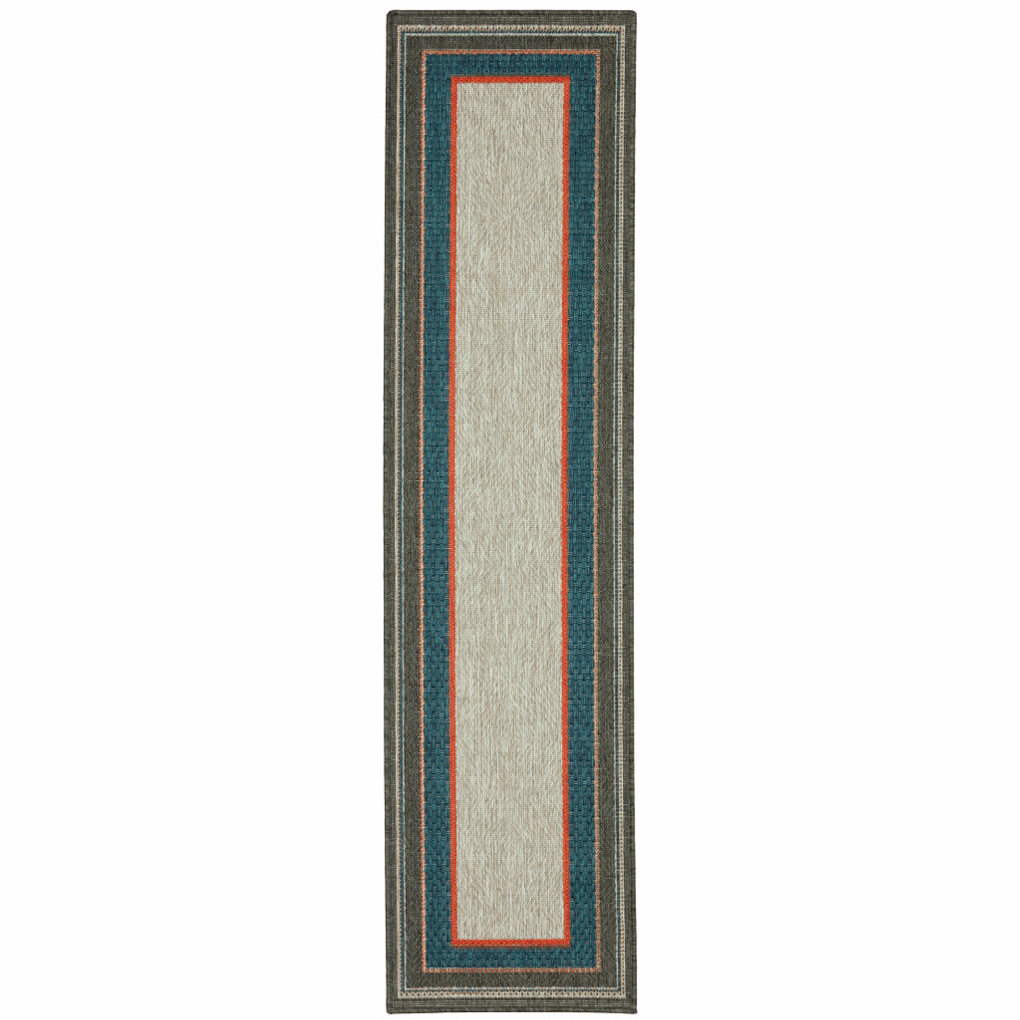 2' X 8' Blue and Gray Stain Resistant Indoor Outdoor Area Rug Sports & Outdoor