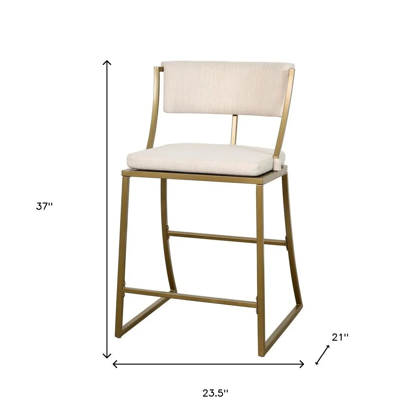 25" Beige And Antiqued Brass Steel Low Back Counter Height Bar Chair Homeroots Living Room
