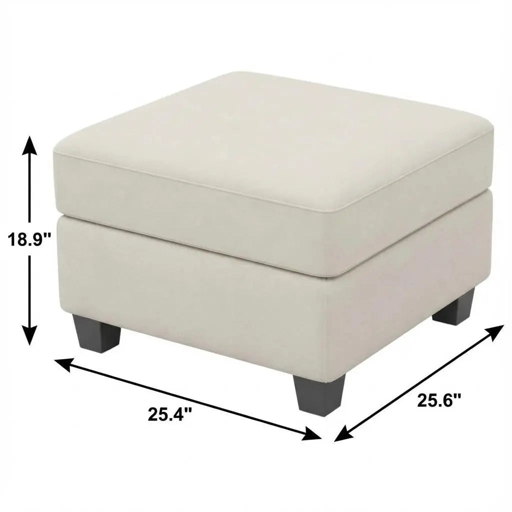 25" Beige and Black Velvet Storage Ottoman Homeroots Living Room