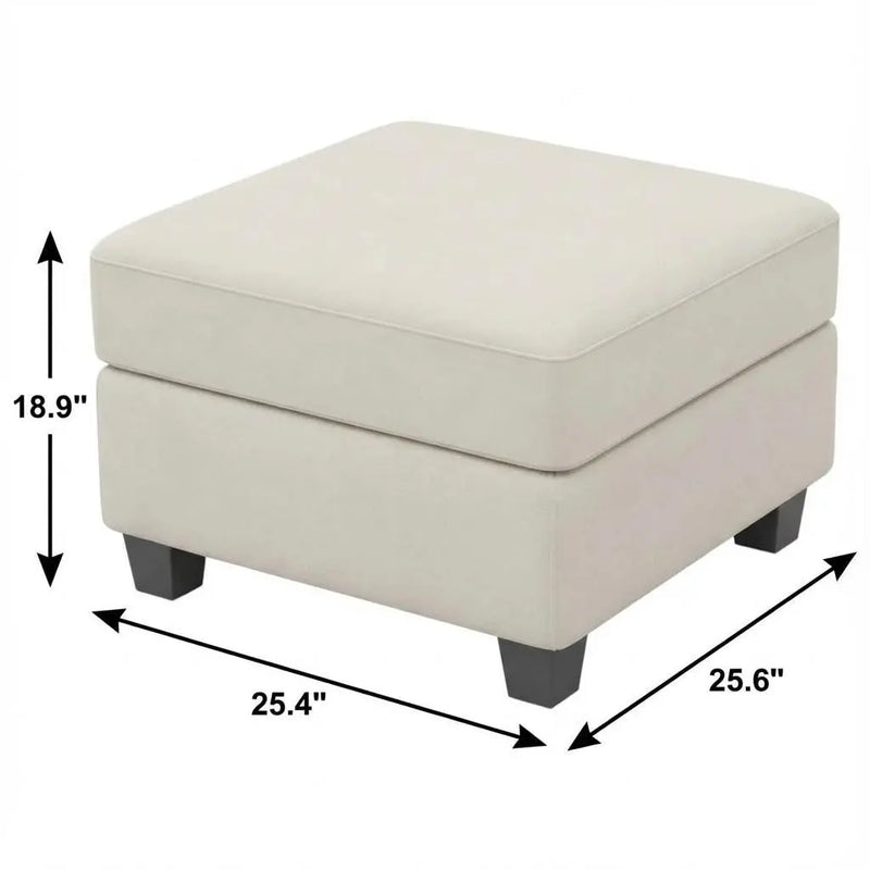 25" Beige and Black Velvet Storage Ottoman Homeroots Living Room