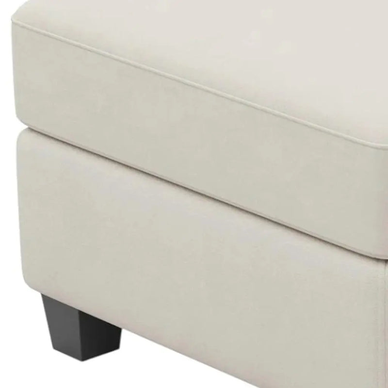 25" Beige and Black Velvet Storage Ottoman Homeroots Living Room