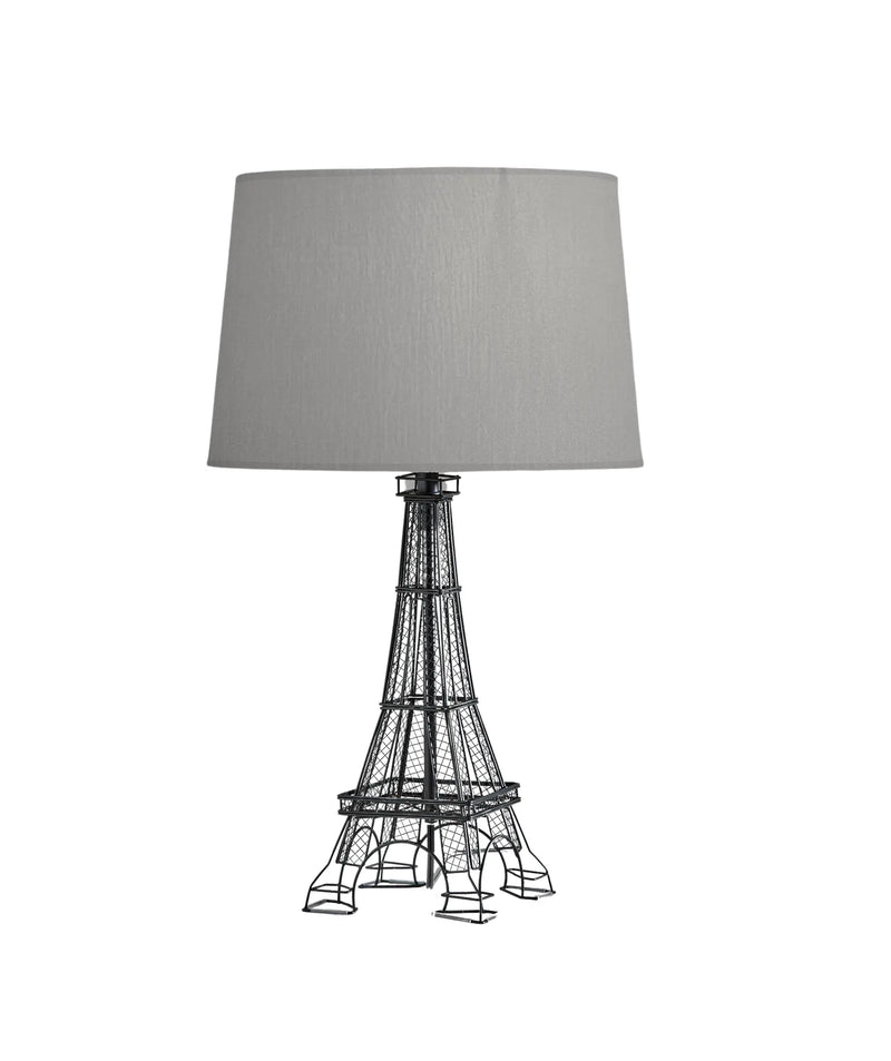 25" Black Acrylic Paris Desk Table Lamp With Gray Drum Shade - GreatEagleInc