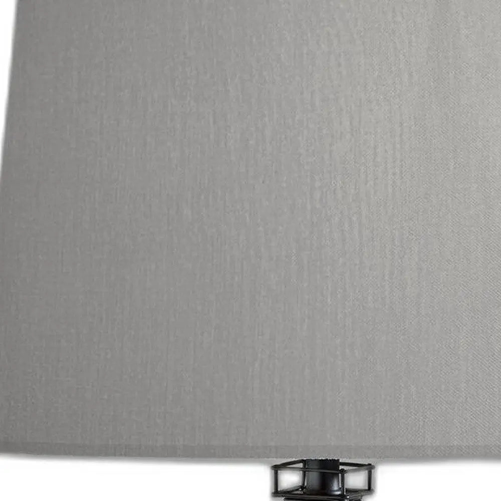 25" Black Acrylic Paris Desk Table Lamp With Gray Drum Shade - GreatEagleInc