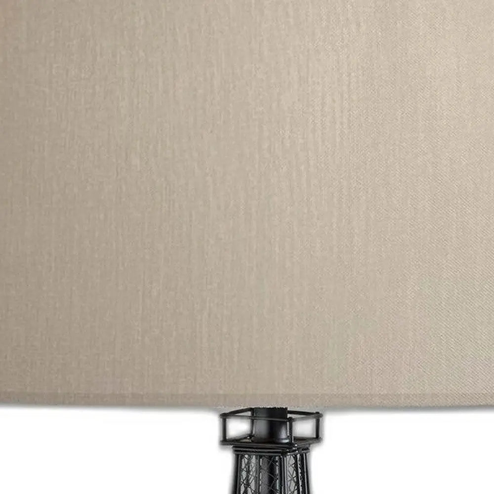25" Black Acrylic Paris Desk Table Lamp With White Drum Shade - GreatEagleInc