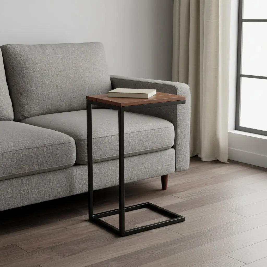 25" Black And Chestnut Solid Wood Rectangular End Table Homeroots Living Room