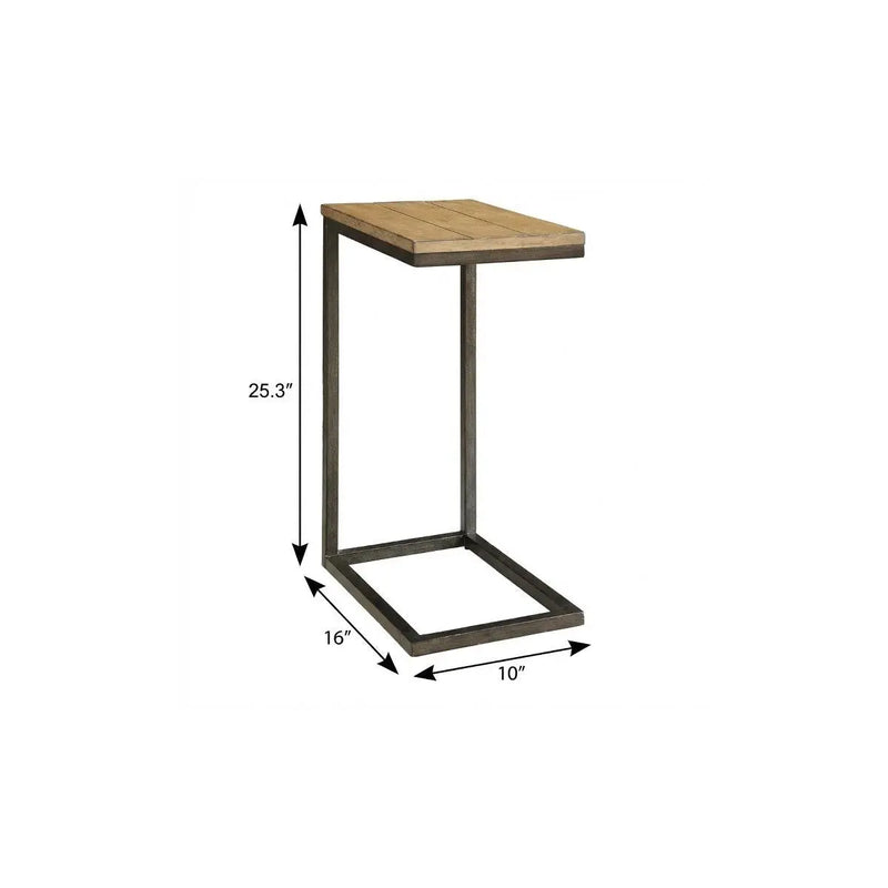 25" Black And Oak Solid Wood Rectangular End Table Homeroots Living Room