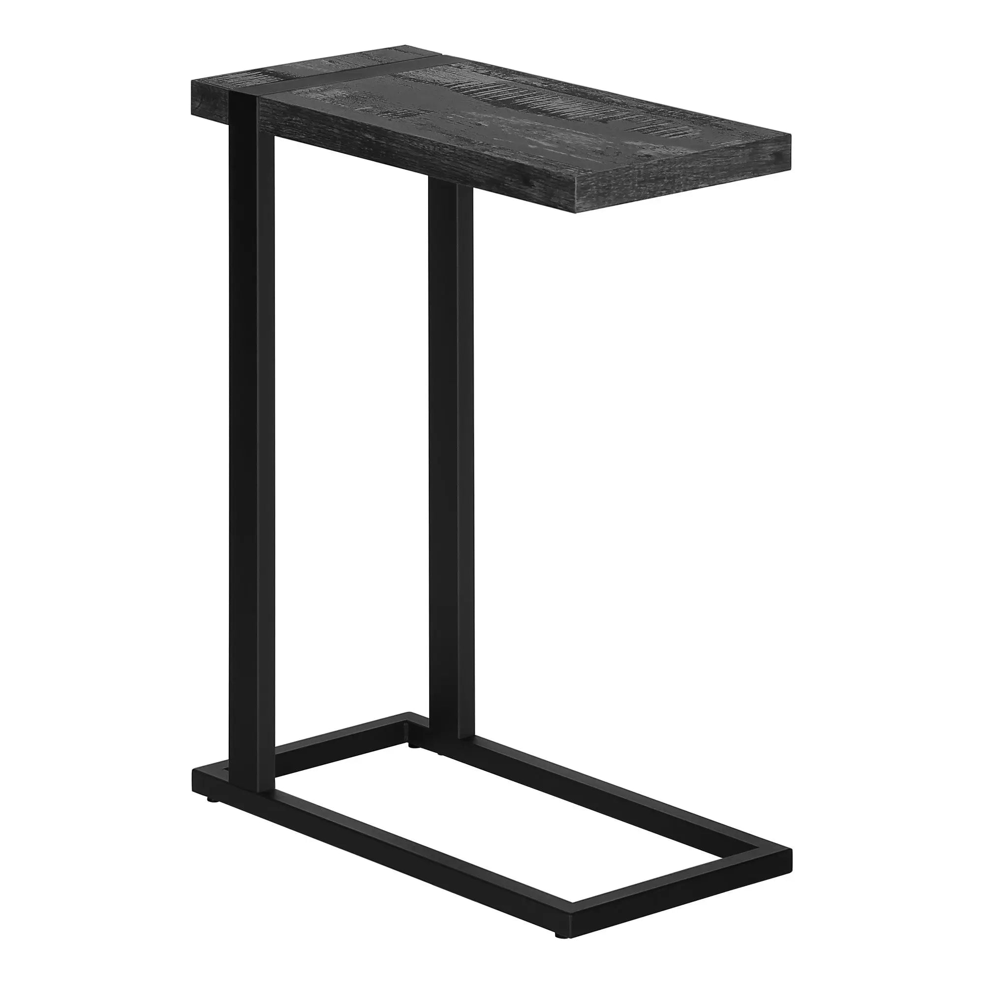 25" Black Distressed Wood and Iron End Table Homeroots Living Room