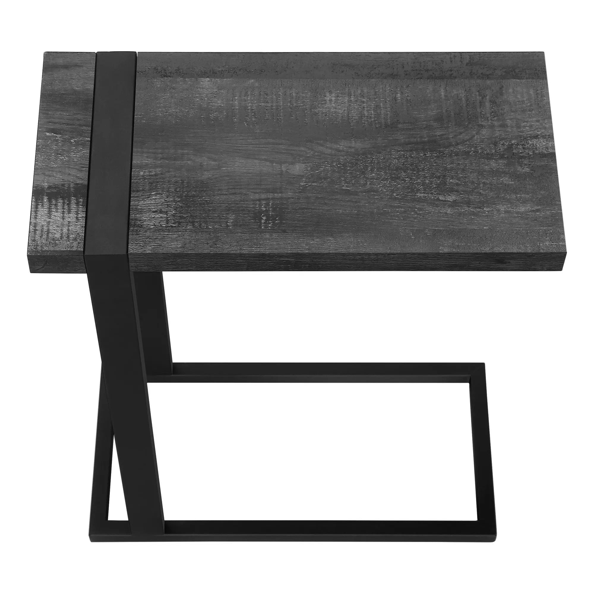 25" Black Distressed Wood and Iron End Table Homeroots Living Room