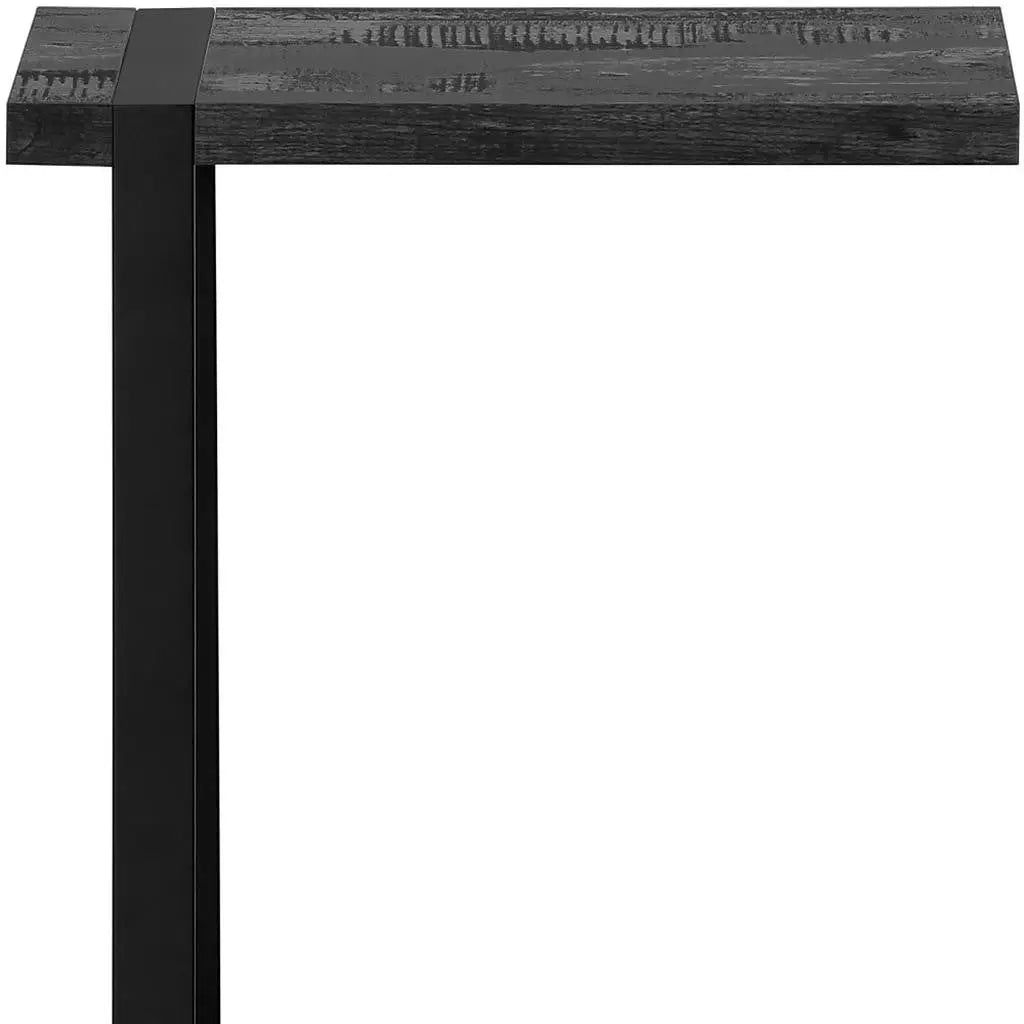 25" Black Distressed Wood and Iron End Table Homeroots Living Room