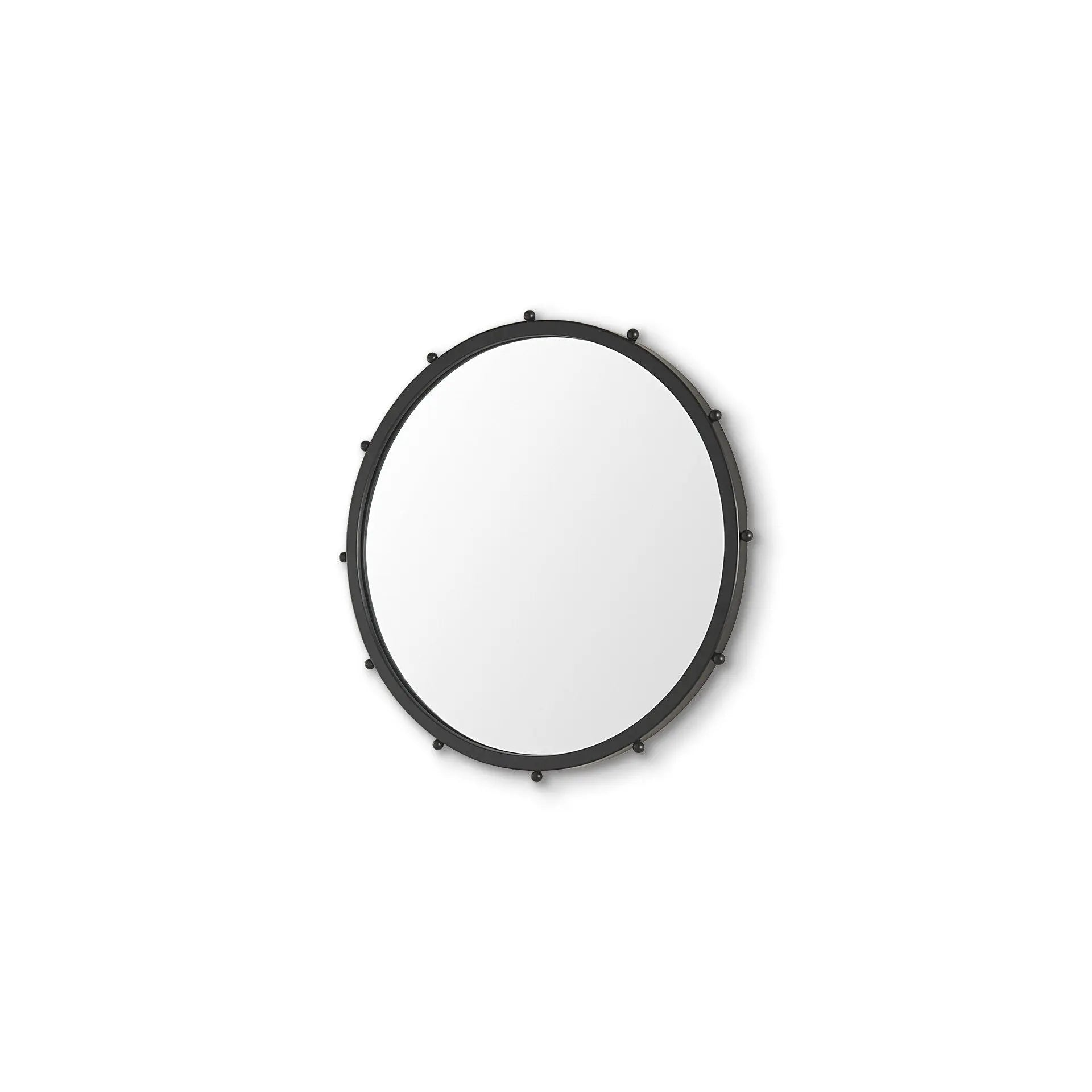 25" Black Metal Beaded Round Framed Accent Mirror Homeroots Bed & Bath