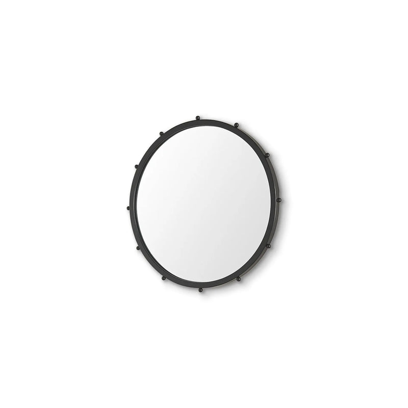 25" Black Metal Beaded Round Framed Accent Mirror Homeroots Bed & Bath