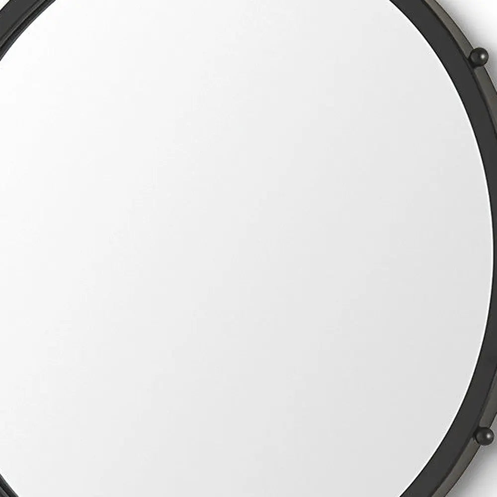 25" Black Metal Beaded Round Framed Accent Mirror Homeroots Bed & Bath