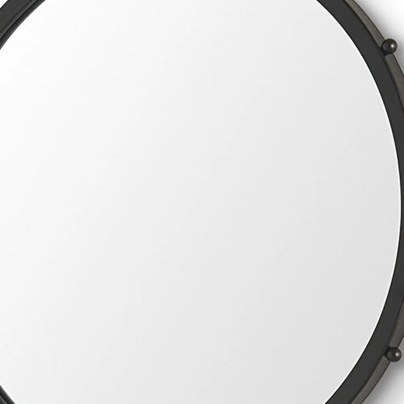 25" Black Metal Beaded Round Framed Accent Mirror Homeroots Bed & Bath