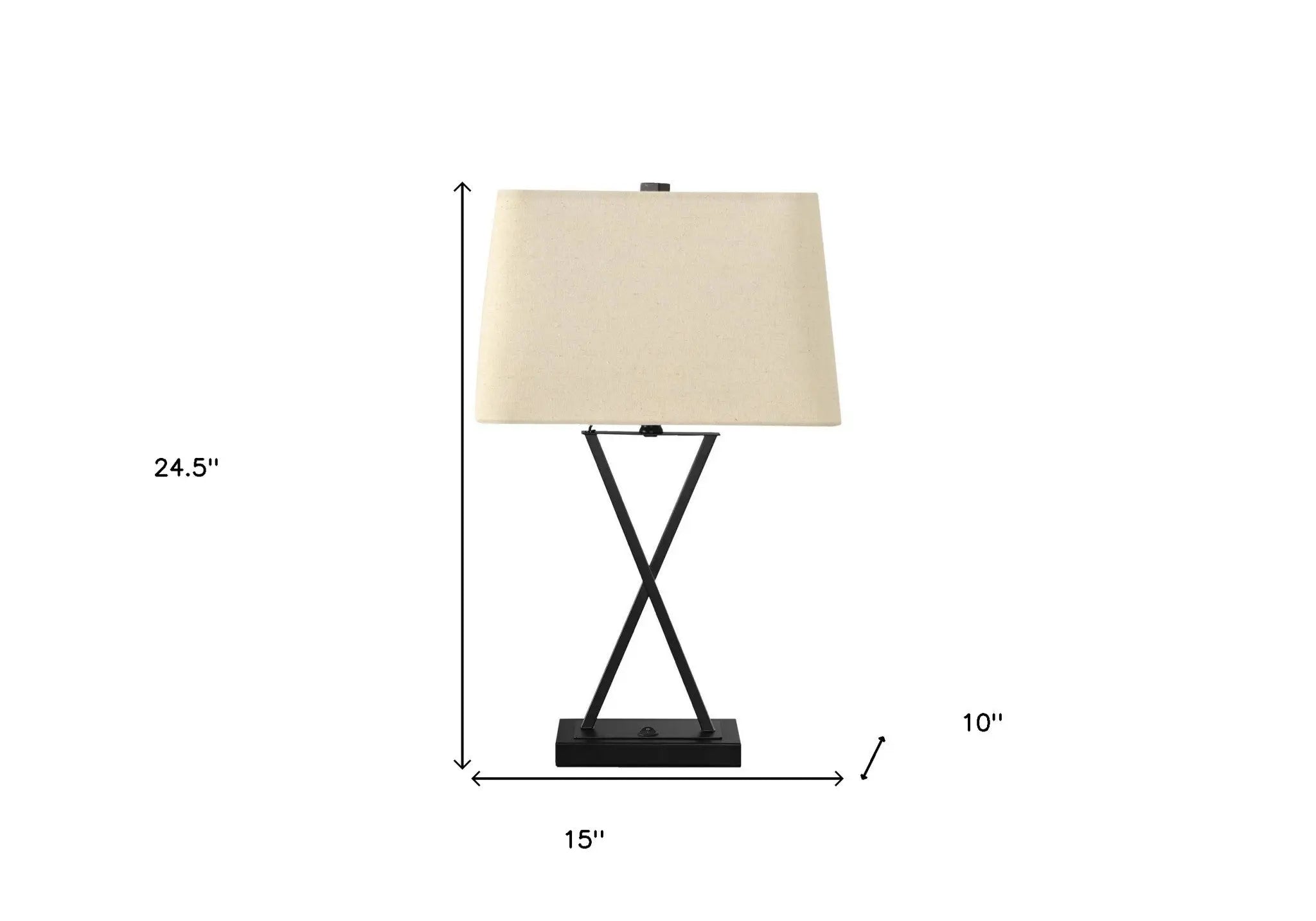 25" Black Metal Geometric USB Table Lamp With Beige Shade Homeroots Lighting