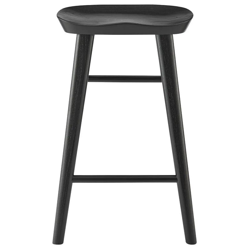 25" Black Solid Wood Backless Counter Height Bar Chair Homeroots Living Room