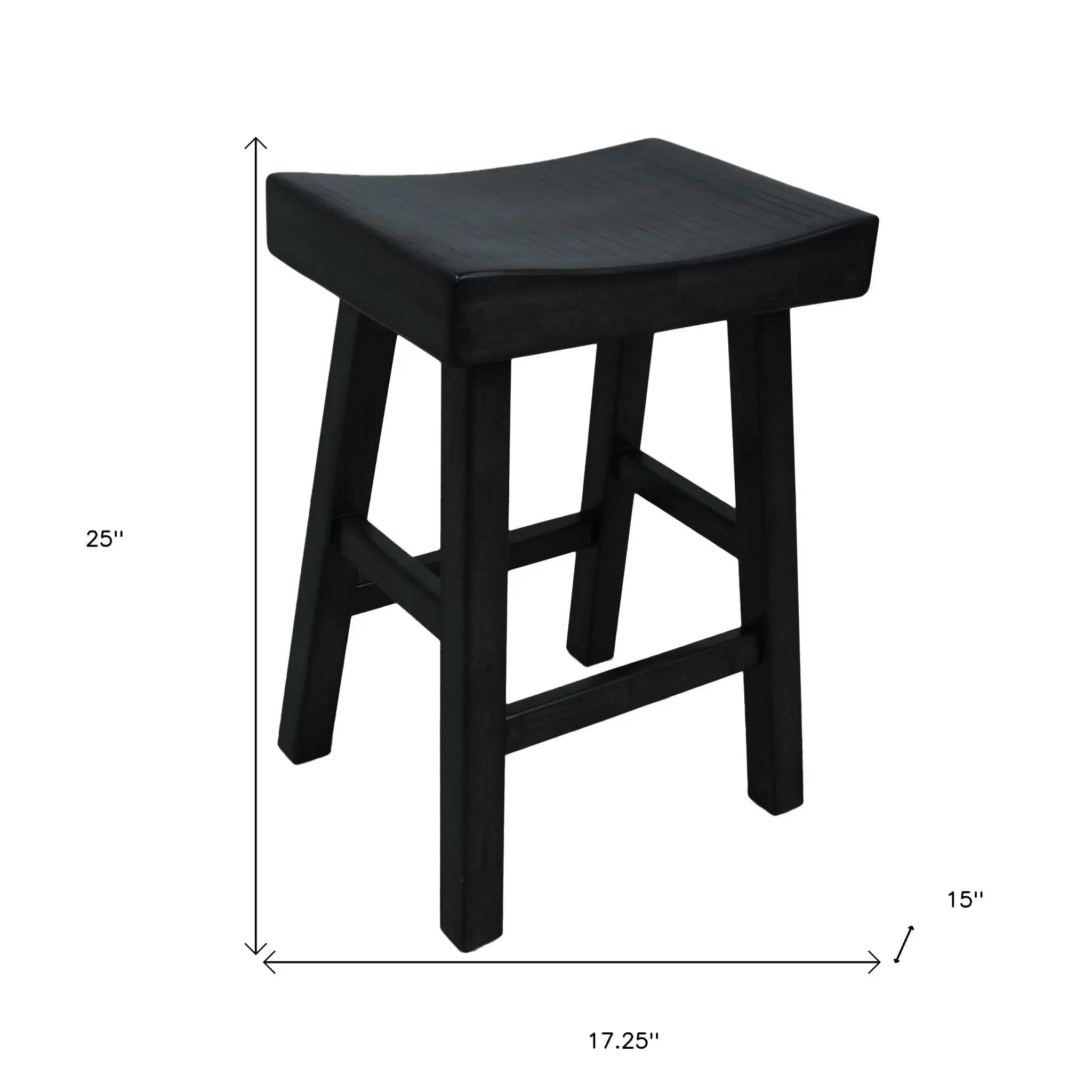 25" Black Solid Wood Backless Counter Height Bar Chair Homeroots Living Room