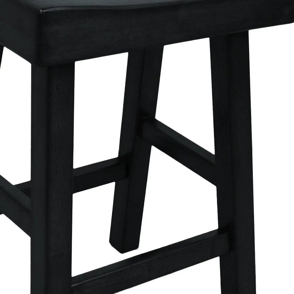 25" Black Solid Wood Backless Counter Height Bar Chair Homeroots Living Room