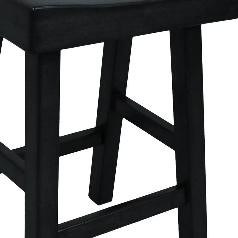 25" Black Solid Wood Backless Counter Height Bar Chair Homeroots Living Room