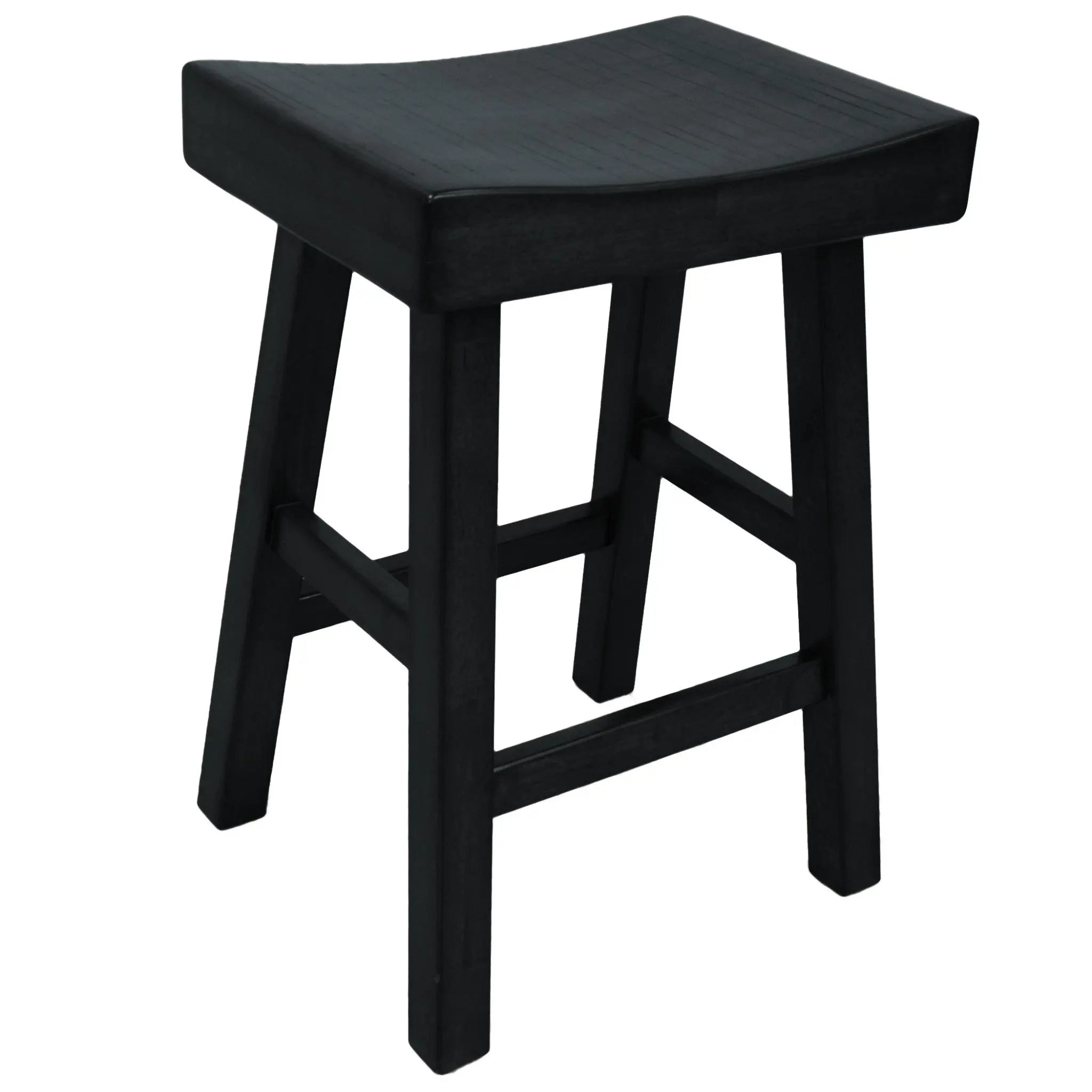 25" Black Solid Wood Backless Counter Height Bar Chair Homeroots Living Room
