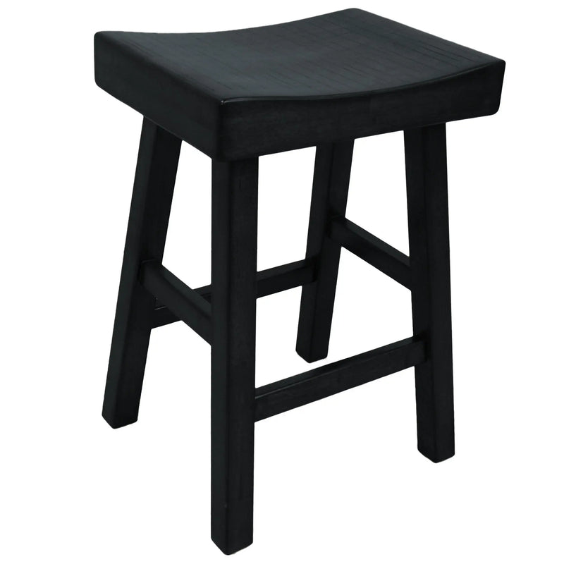 25" Black Solid Wood Backless Counter Height Bar Chair Homeroots Living Room