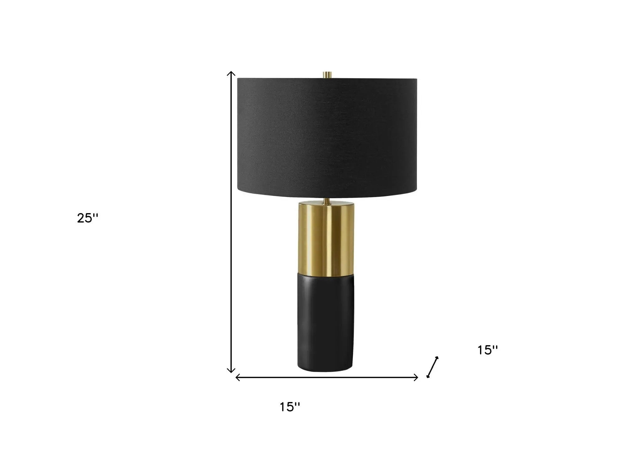 25" Black and Gold Concrete Cylinder Table Lamp With Black Drum Shade Homeroots Lighting