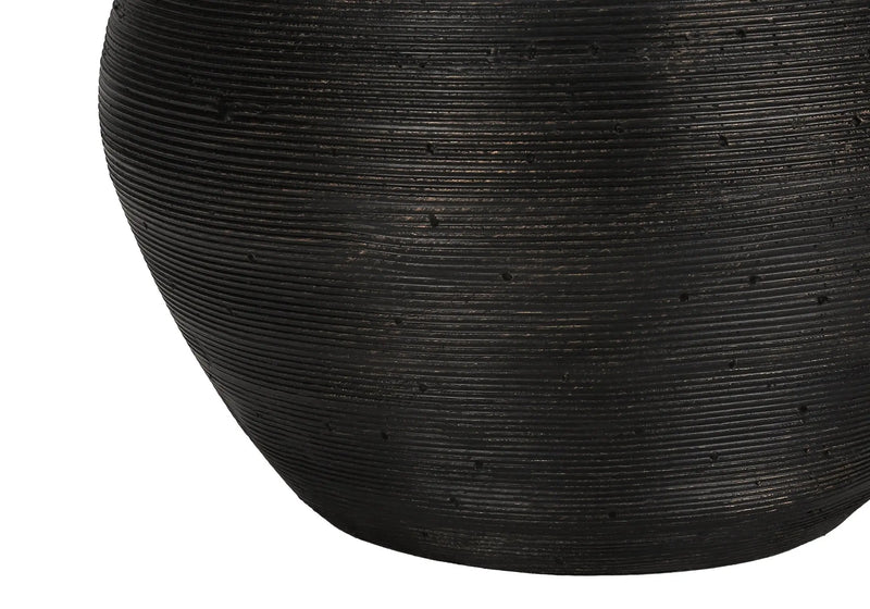 25" Black and Gold Concrete Round Table Lamp With Ivory Drum Shade Homeroots Lighting