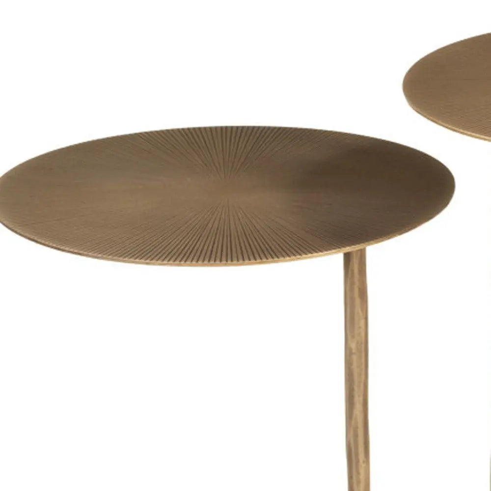 25" Brass and White Marble and Iron Circular Pedestal End Table Homeroots Living Room