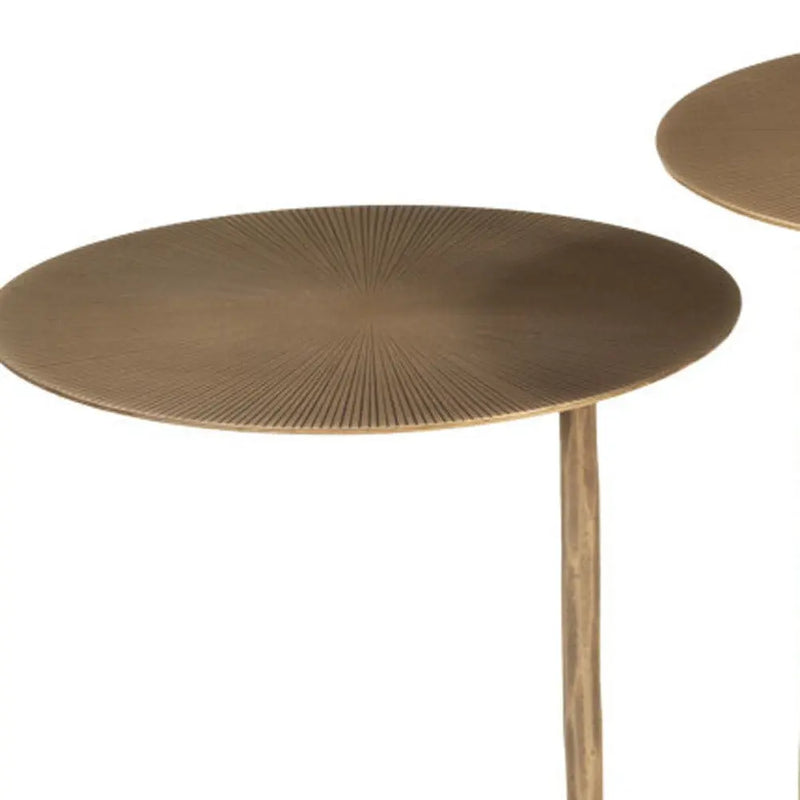 25" Brass and White Marble and Iron Circular Pedestal End Table Homeroots Living Room