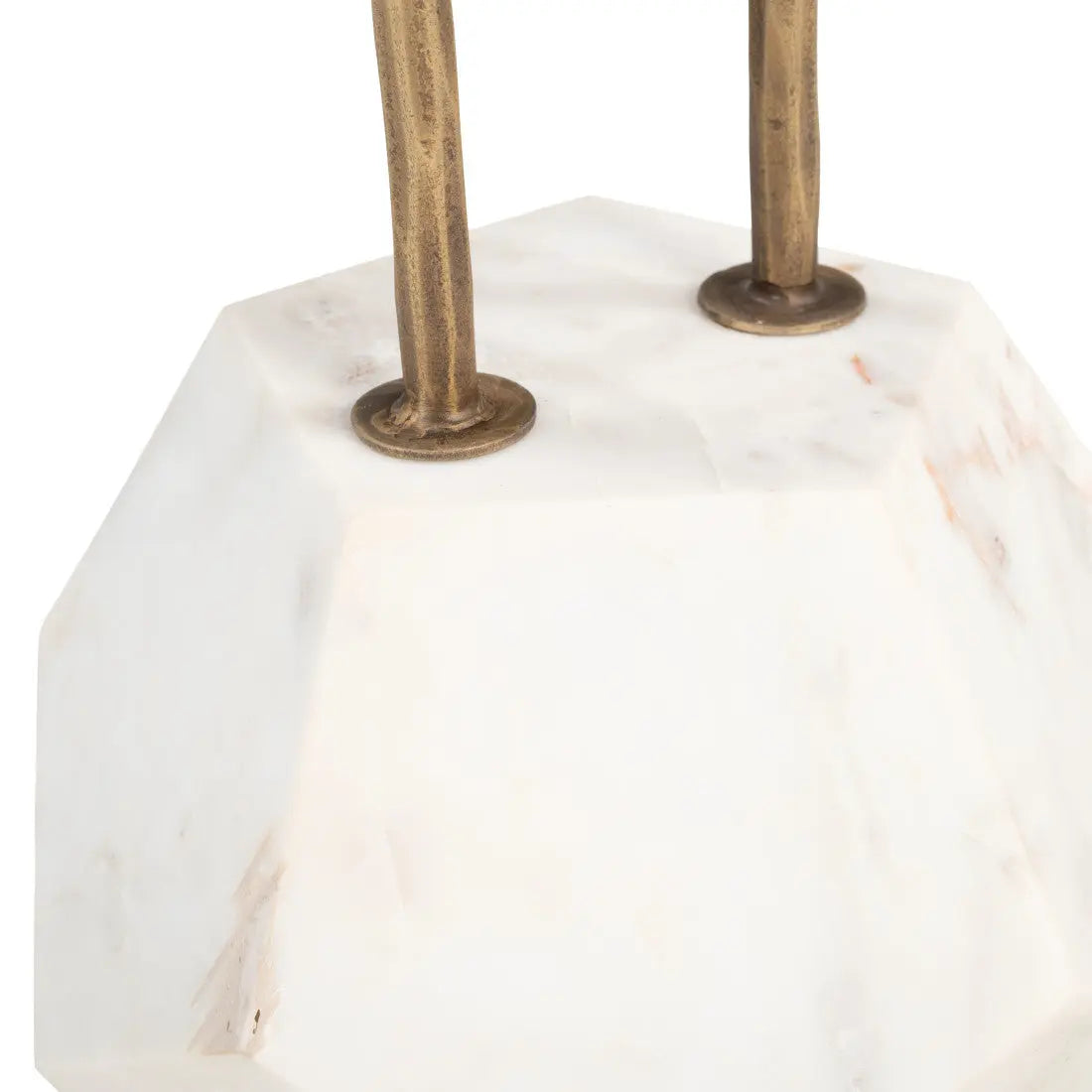 25" Brass and White Marble and Iron Circular Pedestal End Table Homeroots Living Room