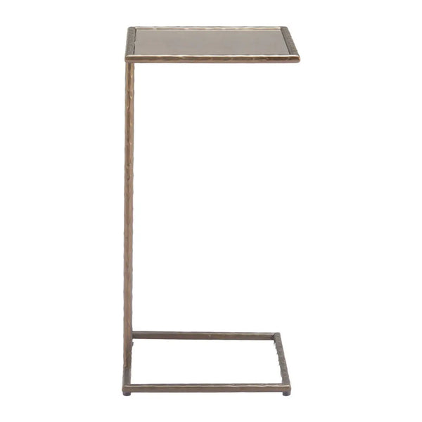 25" Bronze Mirrored Mirrored Glass and Steel Free Form Pedestal End Table Homeroots Living Room