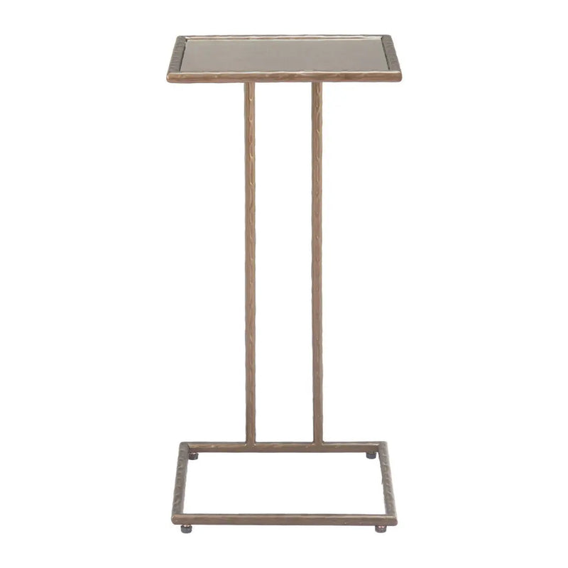 25" Bronze Mirrored Mirrored Glass and Steel Free Form Pedestal End Table Homeroots Living Room