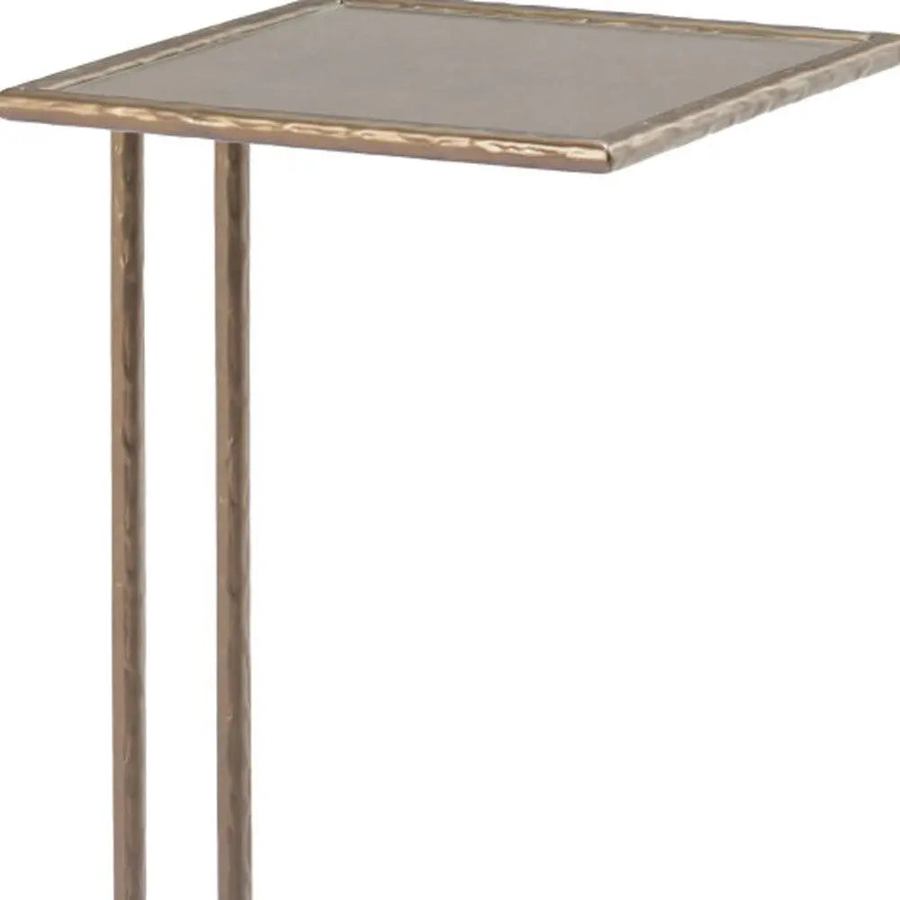 25" Bronze Mirrored Mirrored Glass and Steel Free Form Pedestal End Table Homeroots Living Room