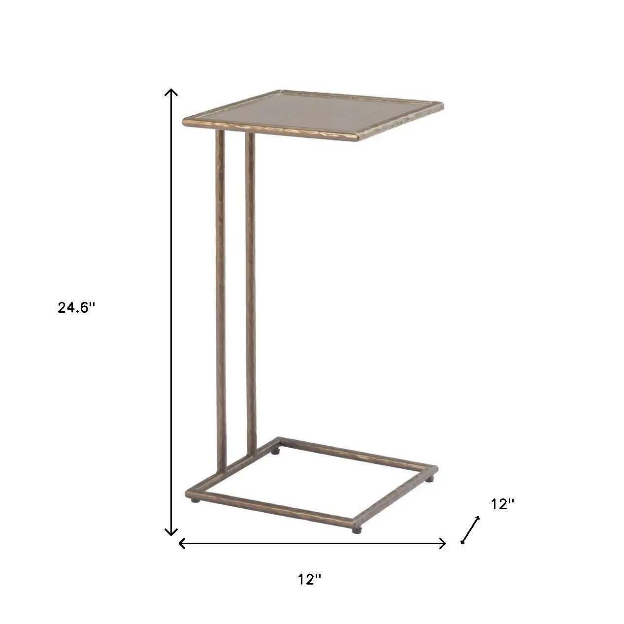 25" Bronze Mirrored Mirrored Glass and Steel Free Form Pedestal End Table Homeroots Living Room