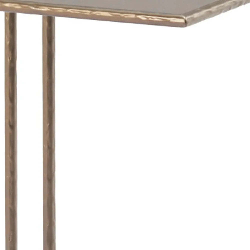 25" Bronze Mirrored Mirrored Glass and Steel Free Form Pedestal End Table Homeroots Living Room