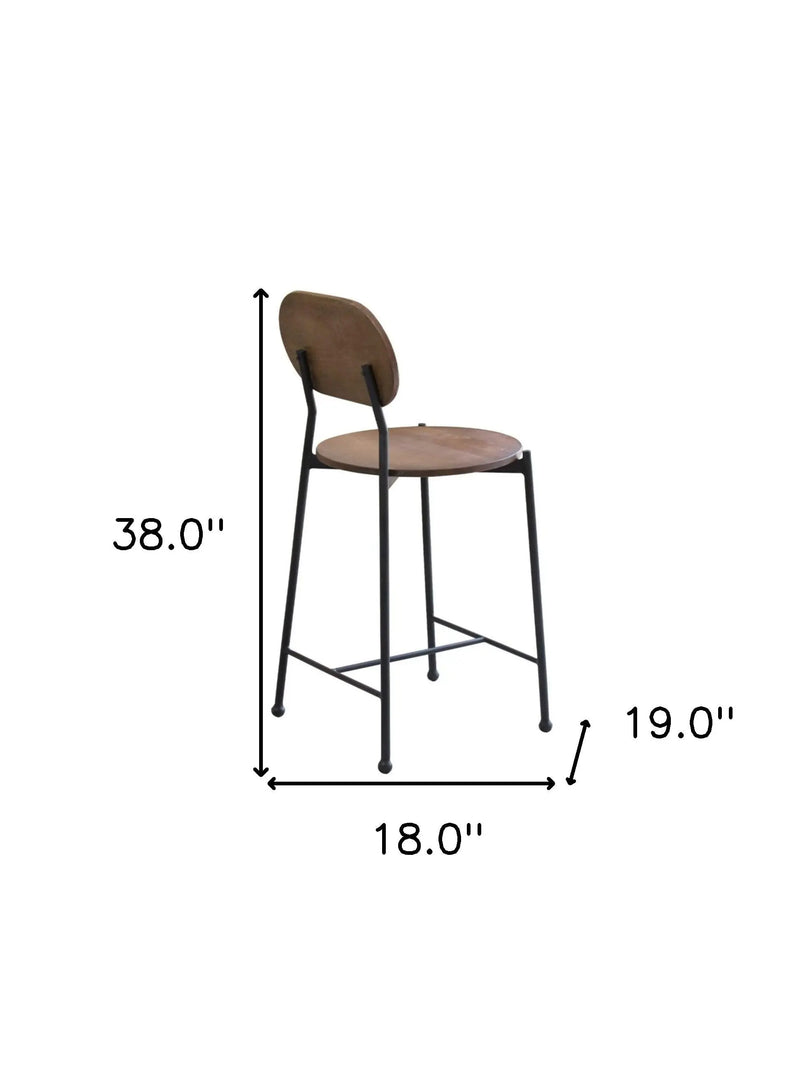 25" Brown And Black Iron Low Back Bar Height Bar Chair Homeroots Living Room