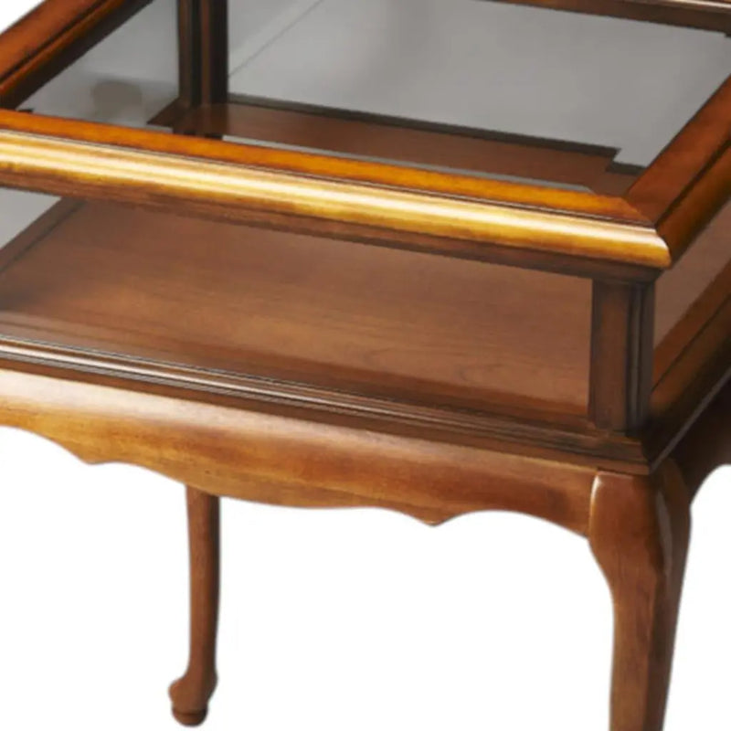 25" Brown And Clear Glass End Table Homeroots Living Room