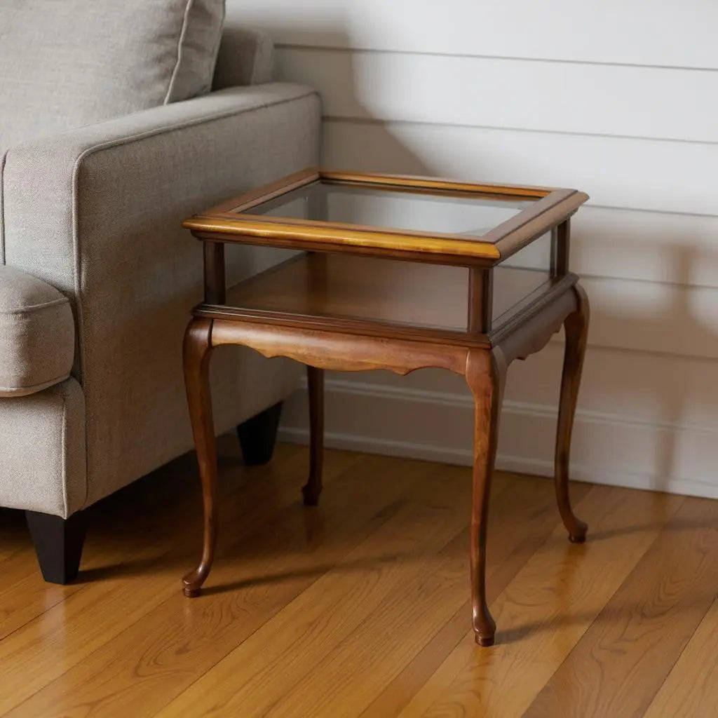 25" Brown And Clear Glass End Table Homeroots Living Room
