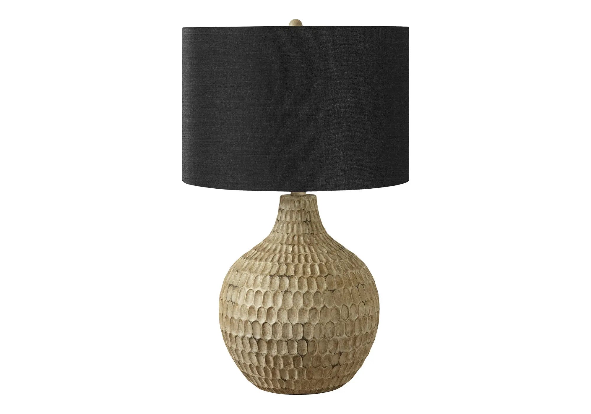 25" Brown Geometric Table Lamp With Black Drum Shade Homeroots Lighting