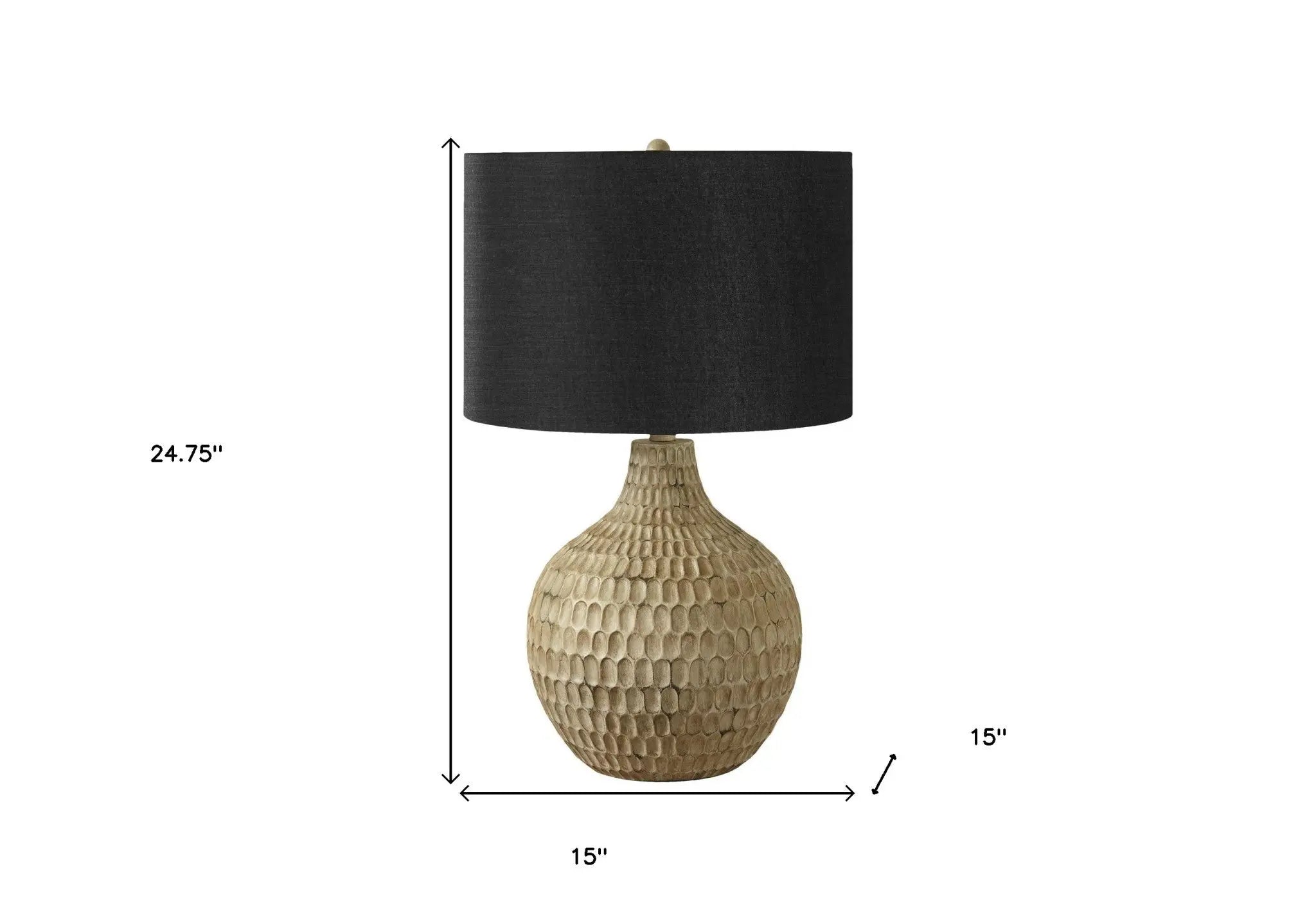 25" Brown Geometric Table Lamp With Black Drum Shade Homeroots Lighting