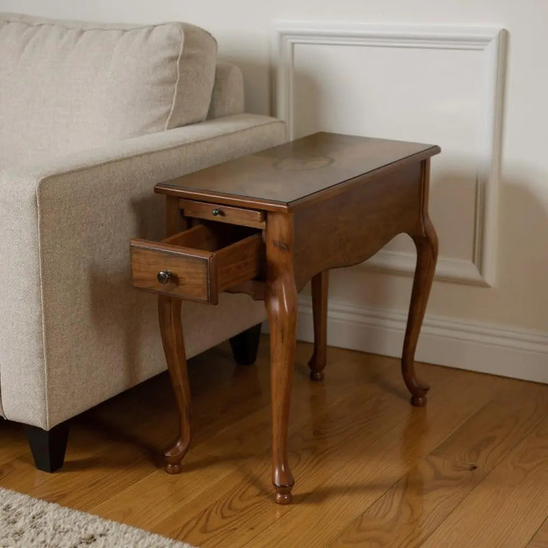 25" Brown Solid And Manufactured Wood Rectangular End Table With Drawer Homeroots Living Room