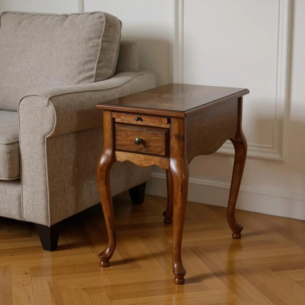 25" Brown Solid And Manufactured Wood Rectangular End Table With Drawer Homeroots Living Room