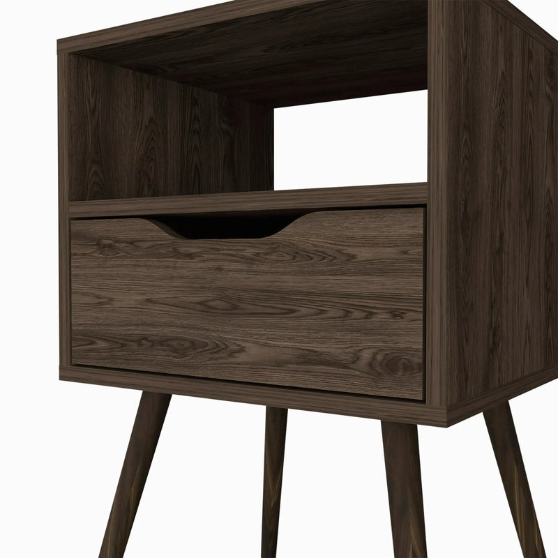 25" Brown Wood One Drawer Nightstand Homeroots Bed & Bath