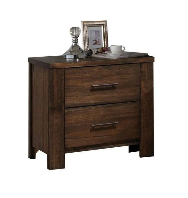25" Brown Wood Two Drawer Nightstand Homeroots Bed & Bath