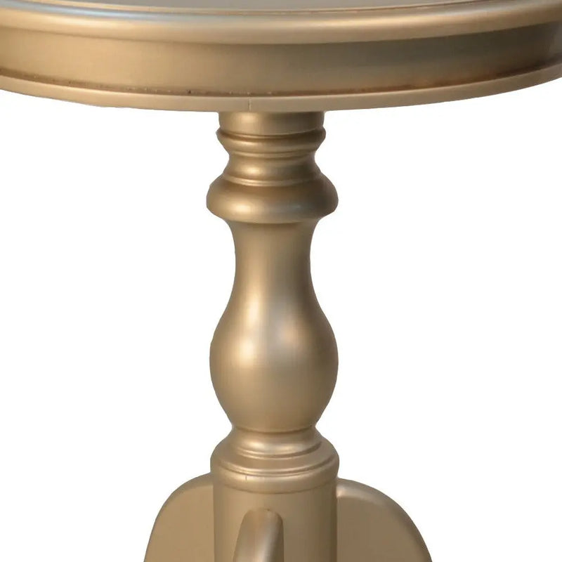 25" Champagne Wood Round End Table Homeroots Living Room