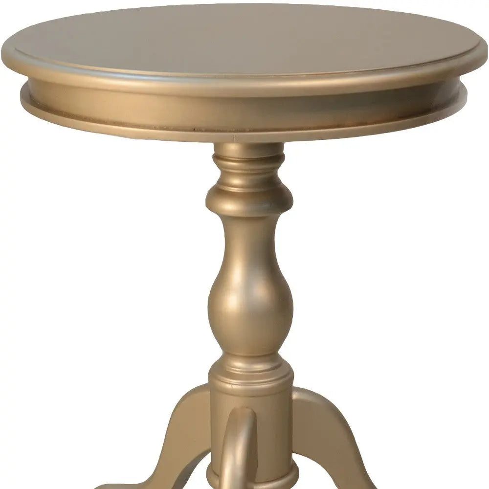 25" Champagne Wood Round End Table Homeroots Living Room