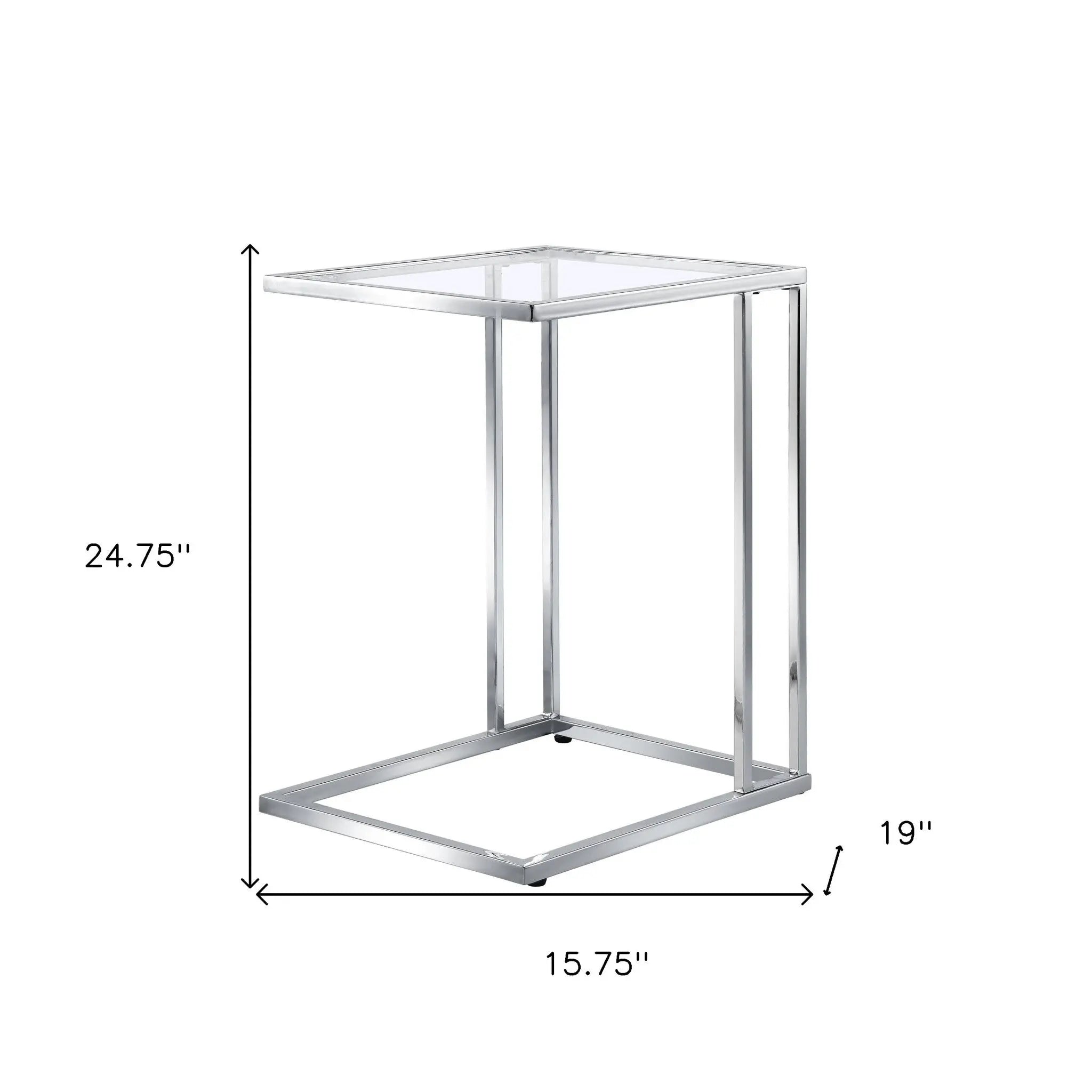 25" Chrome And Clear Glass Square End Table Homeroots Living Room