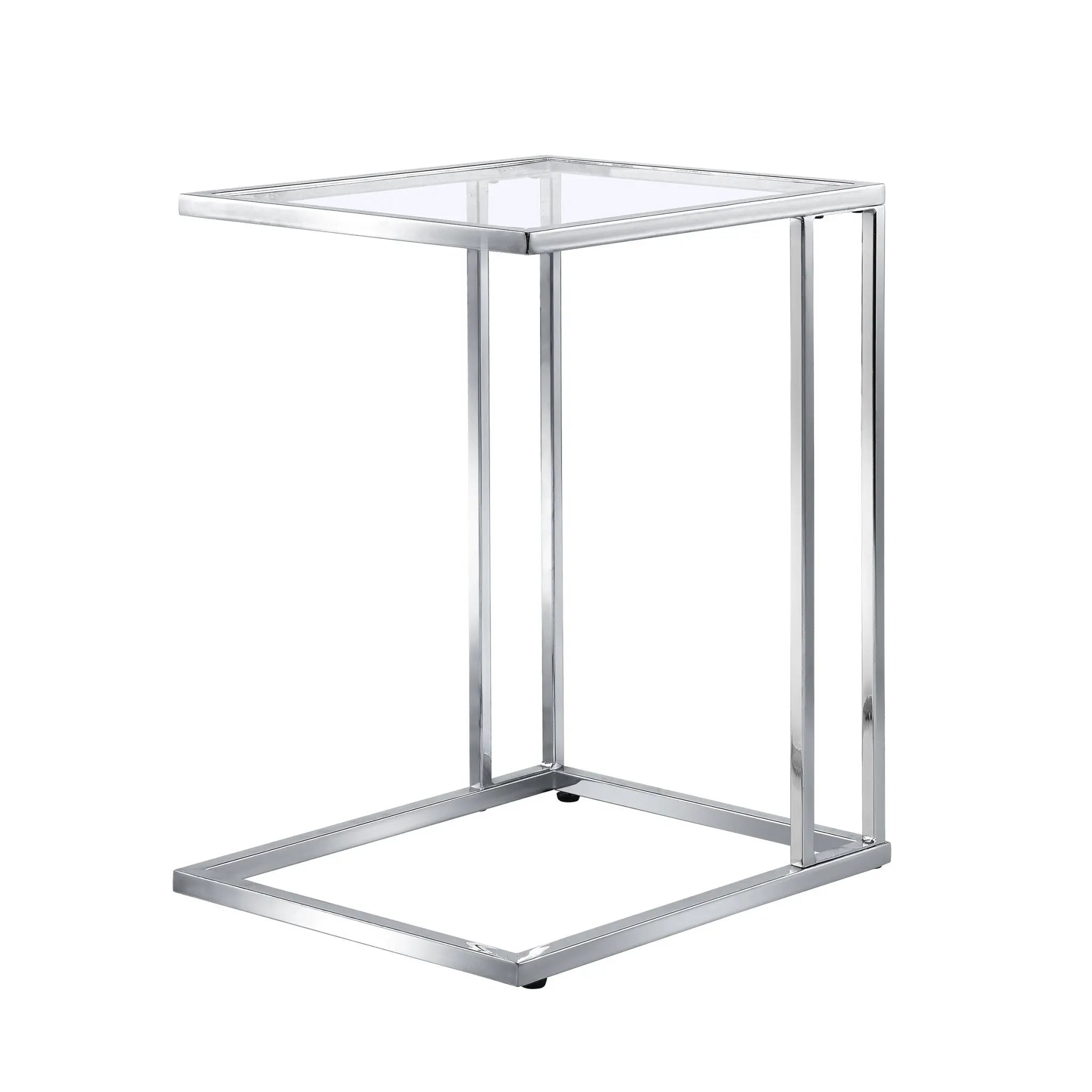 25" Chrome And Clear Glass Square End Table Homeroots Living Room