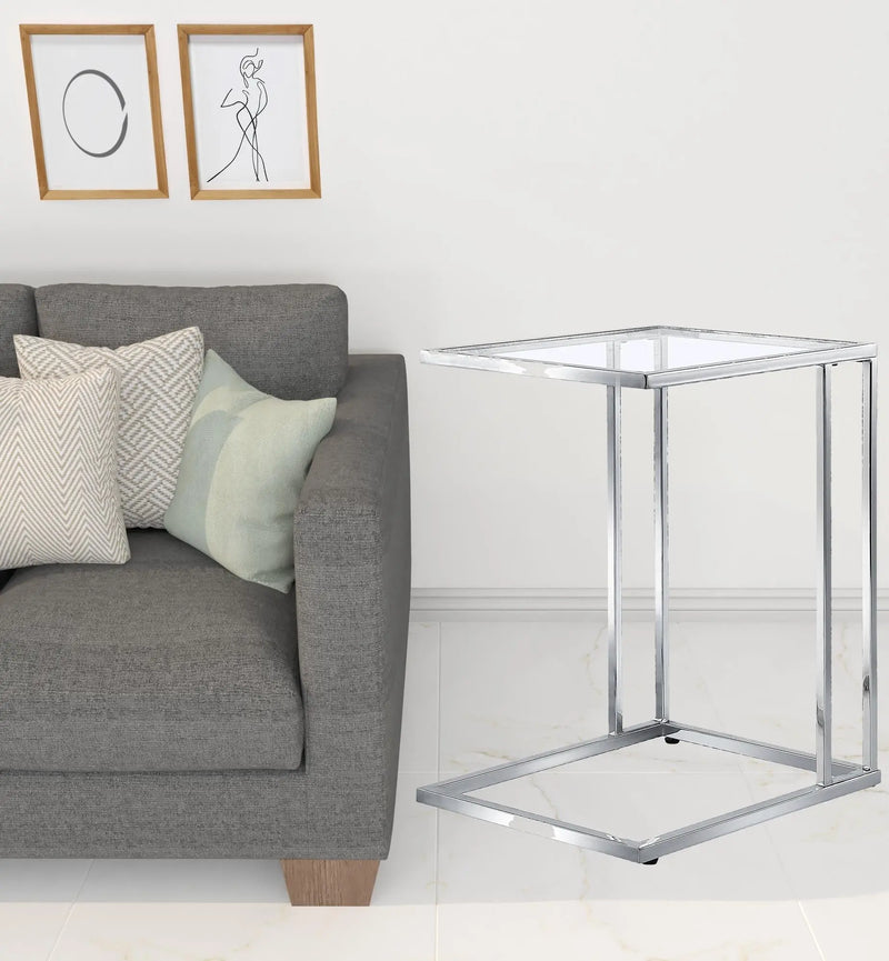25" Chrome And Clear Glass Square End Table Homeroots Living Room